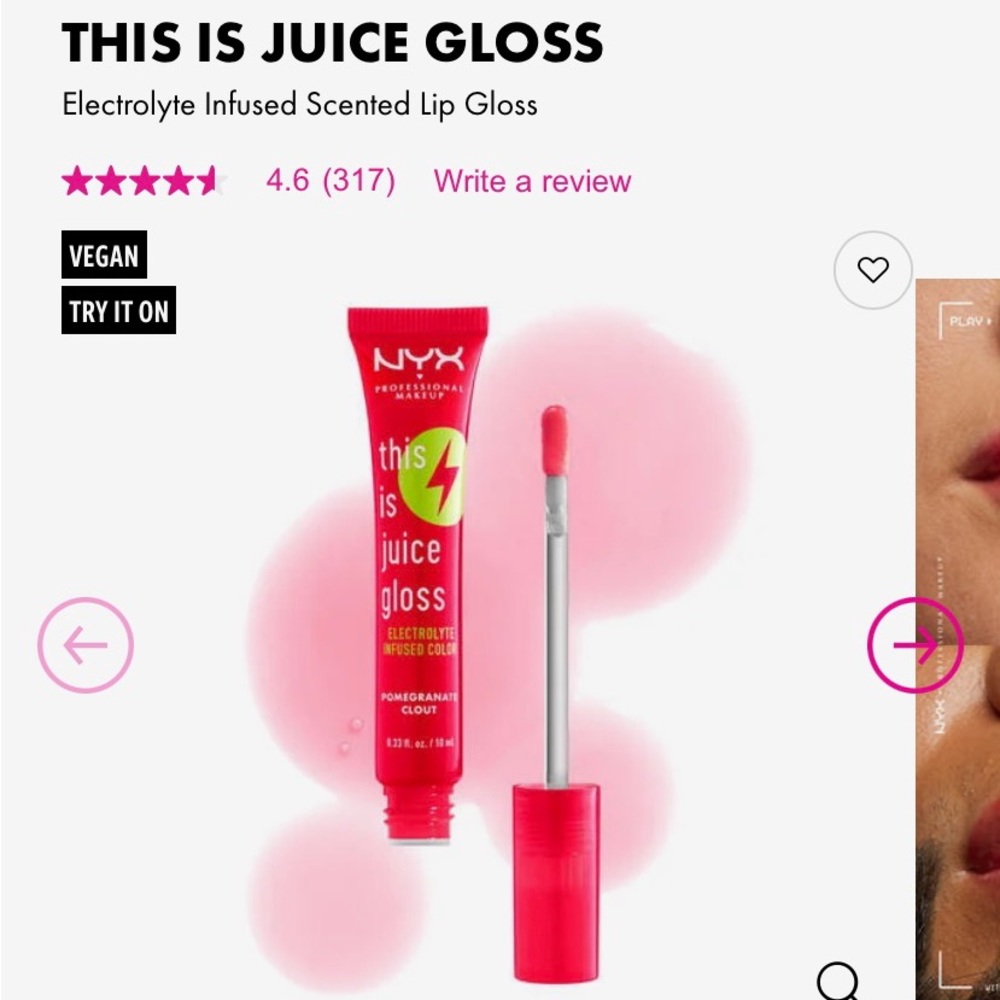 NYX pomegranate, cloud, lipgloss